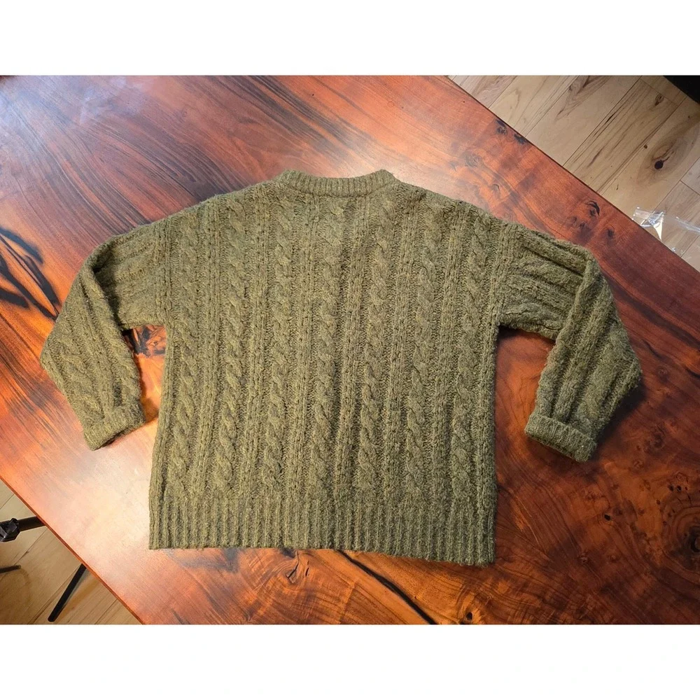 Madewell Cable Knit Cardigan Marled Button Crewneck Coast ANTHROPOLOGIE
